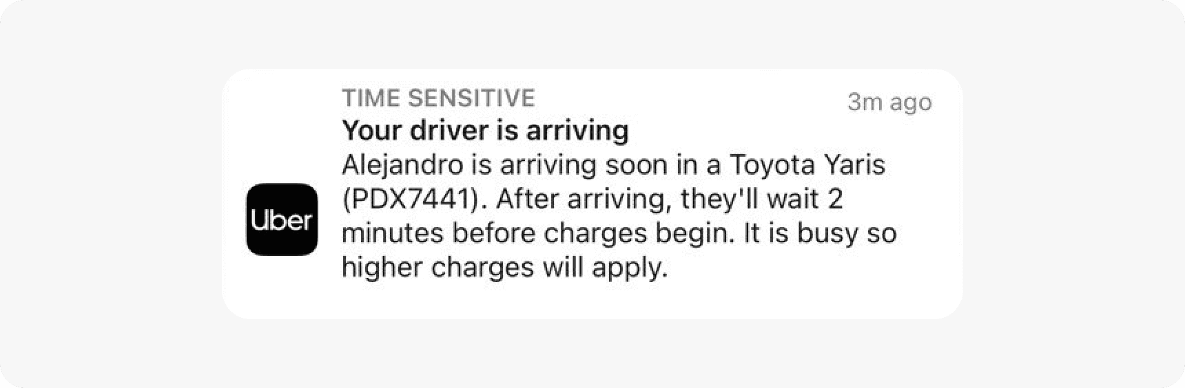 Trip status update transactional push notification